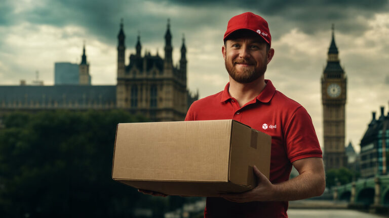 DPD driver delivering parcel in London
